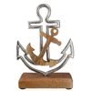 Kovová dekorace kotva na dřevěném klínku, 5x14x20 cm
