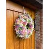 Jarní dekorace věnec na dveře jarní kvítí barevný, 48 cm