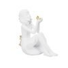 Dekorace figura sedící děvčátko s žabkou bílá, 9,5x8x10,5 cm