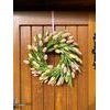 Jarní dekorace věnec na dveře silikonové tulipány růžovo-žlutý, 45-50cm