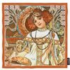 Hedvábný šátek Autumn 90x90cm, Alfons Mucha