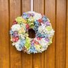 Jarní dekorace věnec na dveře/stůl květinový barevný, 38 cm