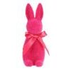 Velikonoční dekorace semišový stojící zajíc tmavě růžový, 6x7x16 cm