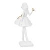 Dekorace figura děvčátko s žabkou bílá, 10,5x11x24 cm