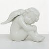 Porcelánový anděl Mirra sedící bílý, 20x24x11 cm