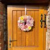 Jarní dekorace věnec na dveře květinový barevný, 40 cm