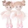Plyšová panenka se světlými vlasy Little Ballerina růžová 1ks, 15 cm
