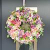 Jarní dekorace věnec na dveře jarní kvítí barevný, 48 cm