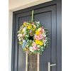 Jarní dekorace věnec na dveře květinový barevný, 60-70 cm