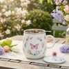 Porcelánový hrnček so sitkom a viečkom na čaj Fancy Garden 450 ml, Easy Life