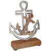 Kovová dekorace kotva na dřevěném klínku, 5x14x20 cm