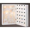 Vánoční dekorace kniha adventní kalendář s LED osvětlením bílý, 11x23,5x34,5 cm