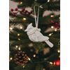 Vianočná ozdoba vtáčik s šálom na zavesenie, 10 cm