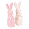 Velikonoční dekorace semišový stojící zajíc růžový/bílý 1ks, 10x9x30 cm