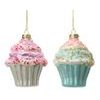 Vánoční skleněná ozdoba cupcake 1ks, 8,2x8,2x10,4 cm