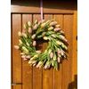 Jarní dekorace věnec na dveře silikonové tulipány růžovo-žlutý, 45-50cm