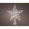 Vánoční dekorace stříbrná špička na stromek hvězda s LED osvětlením, 6x25x27 cm