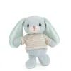 Plyšový zajíček v triku Bouncy Bunny modrý, 15 cm