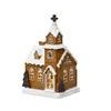 Vánoční dekorace perníkový kostelíček s LED osvětlením, 14x12x23,5 cm