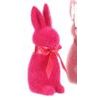 Velikonoční dekorace semišový stojící zajíc tmavě růžový, 6x7x16 cm