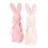 Velikonoční dekorace semišový stojící zajíc růžový/bílý 1ks, 10x9x30 cm