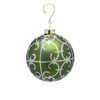 Vianočná sklenená ozdoba zelená s flitrami, 10 cm