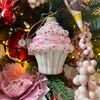 Vánoční skleněná ozdoba cupcake 1ks, 8,2x8,2x10,4 cm