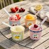 Porcelánová miska na zmrzlinu se lžičkou 1ks Fruit Mania 8,5x7cm, Easy Life