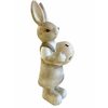 Veľkonočné dekorácie keramický zajačik s vajcom hnedý, 8x7x21cm