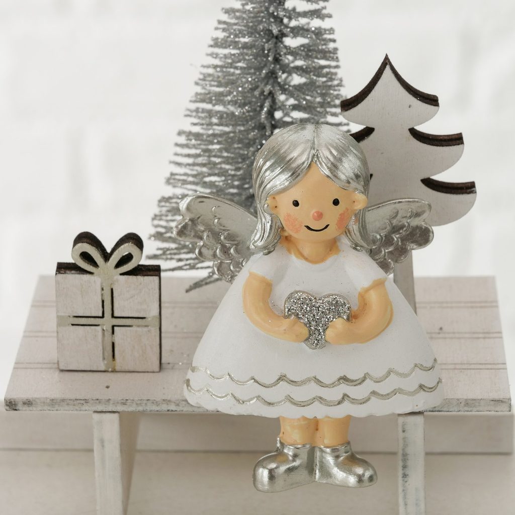 Homedesignshop.cz - Vánoční dekorace andělka na saních 1ks, 12x5 cm -  BOLTZE - Vánoční dekorace - Vánoce - Eshop s interierovými doplňky