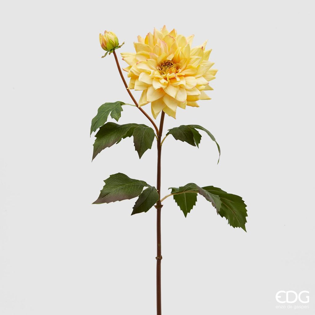 Homedesignshop.cz - Umělá květina jiřina žlutá, 80cm - EDG - Umělé květiny  - Bytové doplňky - Eshop s interierovými doplňky