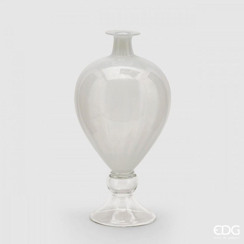 Homedesignshop.cz - Skleněná váza Anfora bílá, 48x24 cm - EDG - Vázy a mísy  - Bytové doplňky - Eshop s interierovými doplňky