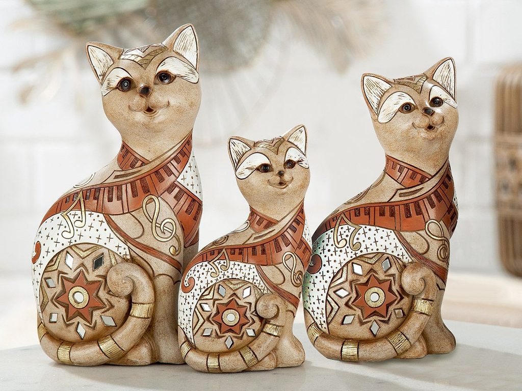 Homedesignshop.sk - Dekorácia mačka Musical hnedá 1ks, 10x6x17 cm - GILDE -  Dekorácie - Bytové doplnky - Eshop s interiérovými doplnkami