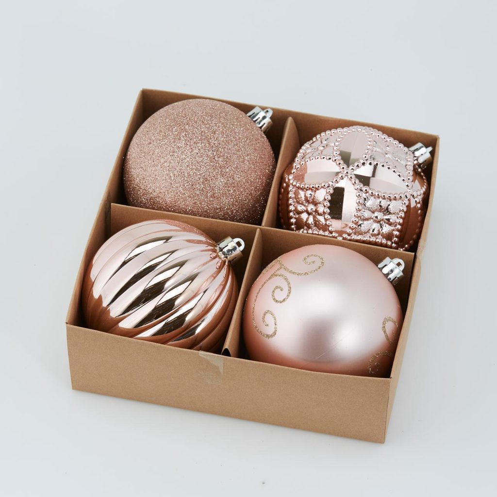 Homedesignshop.cz - Sada plastových růžových ozdob 4ks, 10 cm - EDG -  Vánoční ozdoby - Vánoce - Eshop s interierovými doplňky