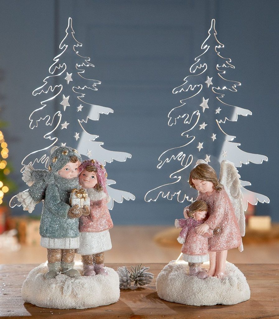 Homedesignshop.cz - Vánoční figurky dětí u stromu s LED osvětlením,  10x14x31 cm - GILDE - Vánoční dekorace - Vánoce - Eshop s interierovými  doplňky