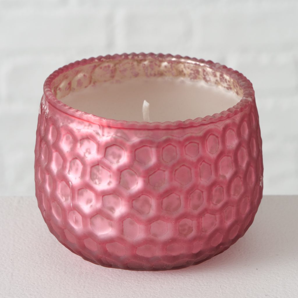 Homedesignshop.sk - Sklenený svietnik so sviečkou 7 cm tmavo ružový guľatý  - BOLTZE - Svietniky - Bytové doplnky - Eshop s interiérovými doplnkami
