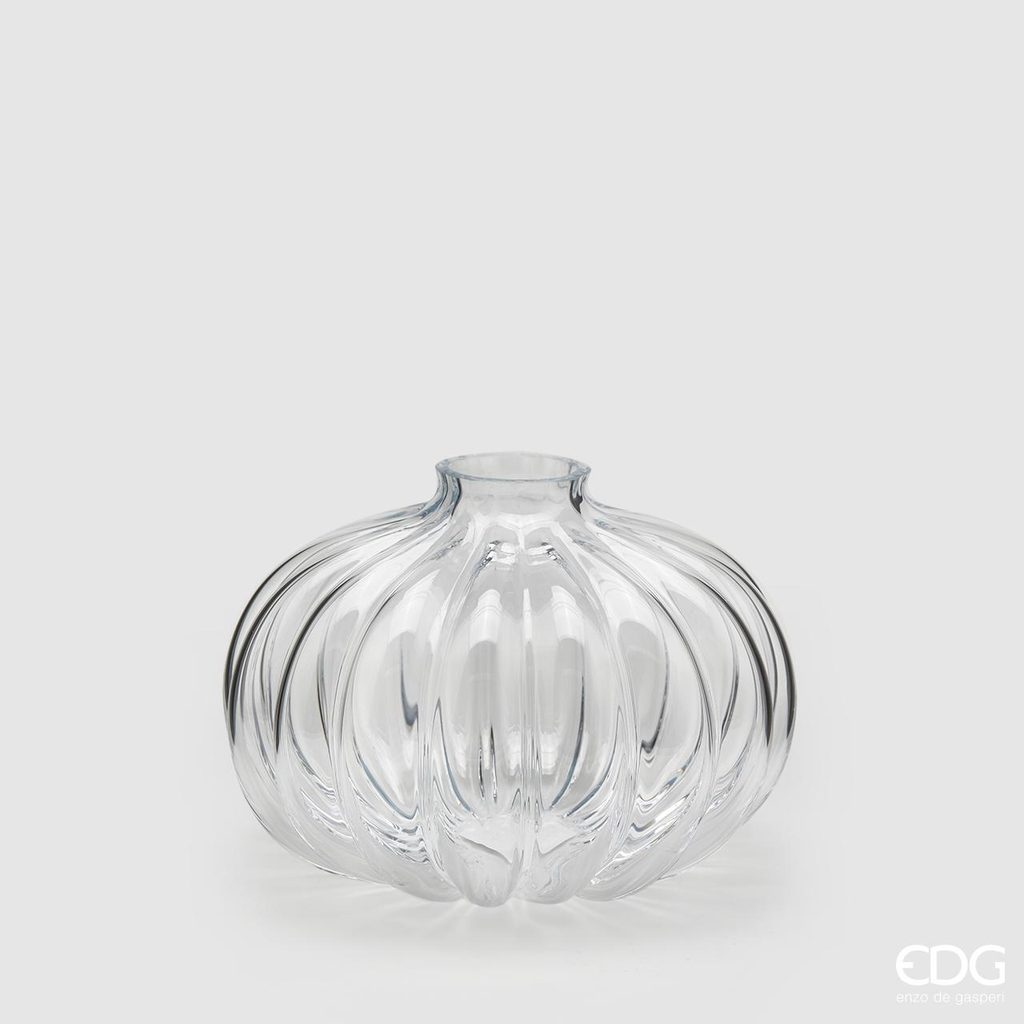 Homedesignshop.cz - Skleněná váza Nida čirá, 28x25 cm - EDG - Vázy a mísy -  Bytové doplňky - Eshop s interierovými doplňky