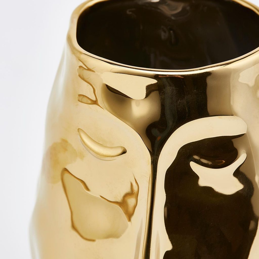 Homedesignshop.cz - Váza Faccia s tváří zlatá, 19x17 cm - EDG - Vázy a mísy  - Bytové doplňky - Eshop s interierovými doplňky