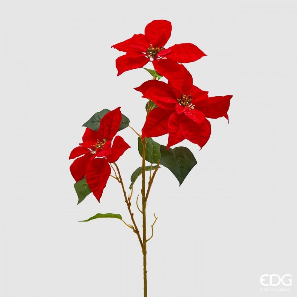 Homedesignshop.cz - Květina vánoční hvězda červená, 76 cm - EDG - Vánoční  umělé květiny - Vánoce - Eshop s interierovými doplňky