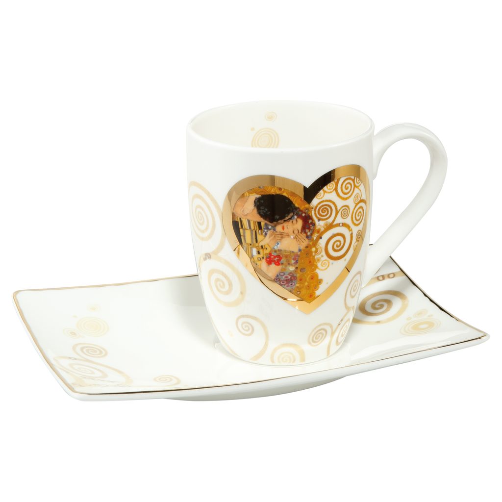 Homedesignshop.sk - Šálka ​​s podšálkou 0,35l The Kiss - Gustav Klimt -  GOEBEL - Šálky a hrnčeky na kávu - Káva a čaj - Eshop s interiérovými  doplnkami