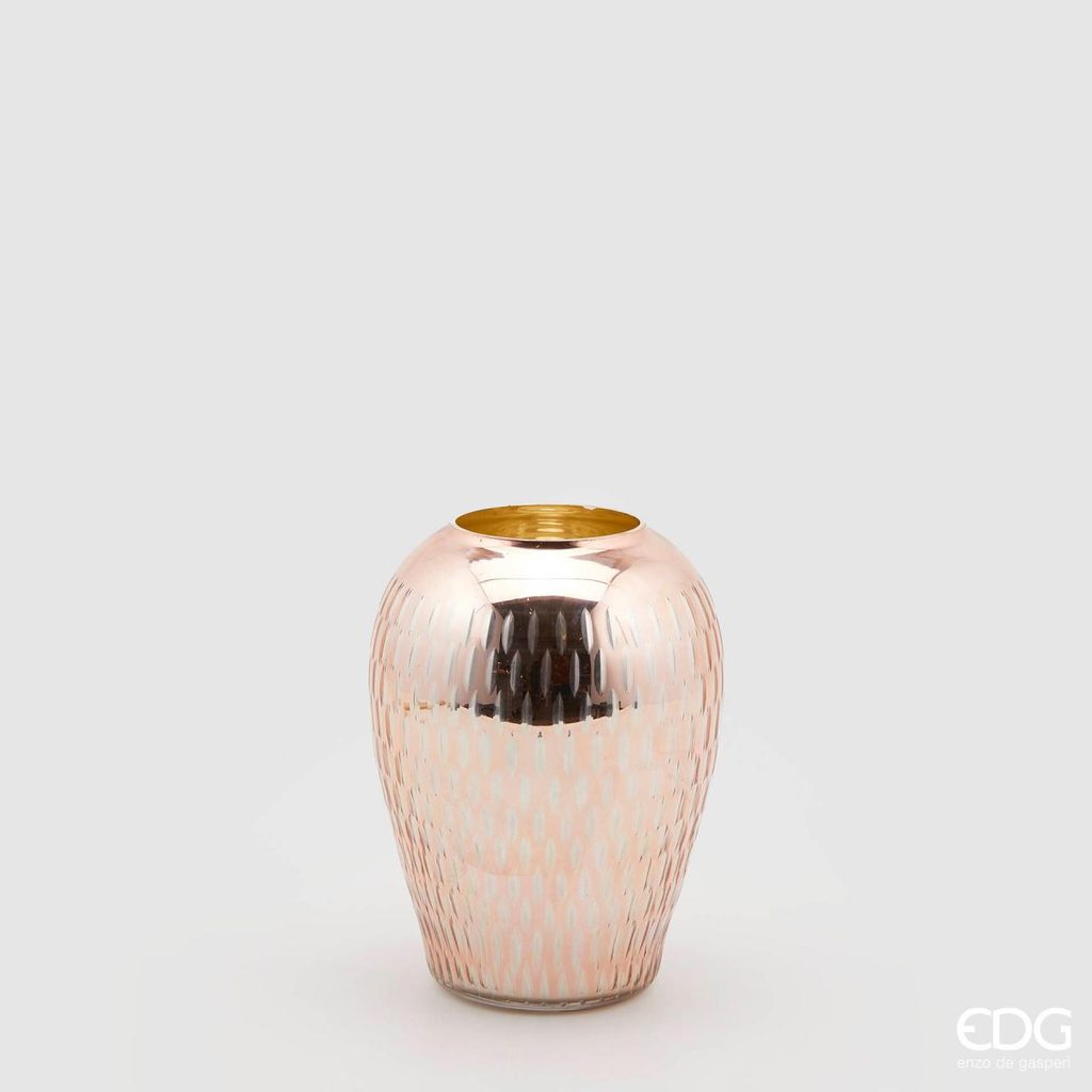 Homedesignshop.cz - Váza Intagli rosegold, 21x15 cm - EDG - Vázy a mísy -  Bytové doplňky - Eshop s interierovými doplňky