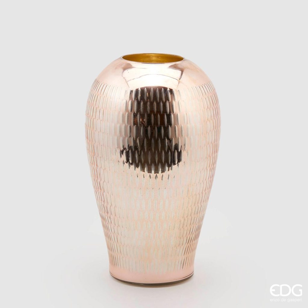 Homedesignshop.cz - Váza Intagli rosegold, 38x22 cm - EDG - Vázy a mísy -  Bytové doplňky - Eshop s interierovými doplňky