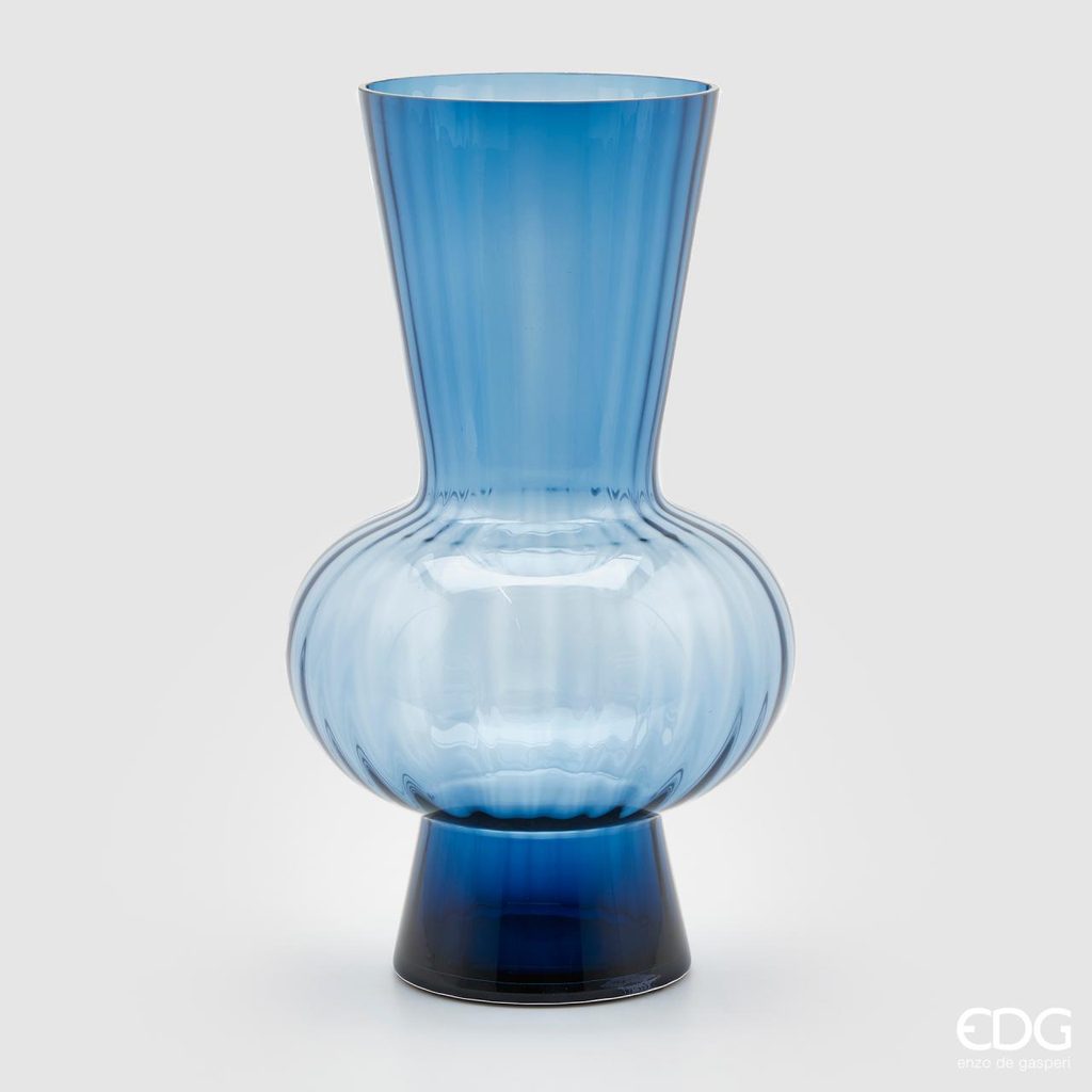 Homedesignshop.cz - Skleněná váza Sfera modrá, 45x26 cm - EDG - Vázy a mísy  - Bytové doplňky - Eshop s interierovými doplňky