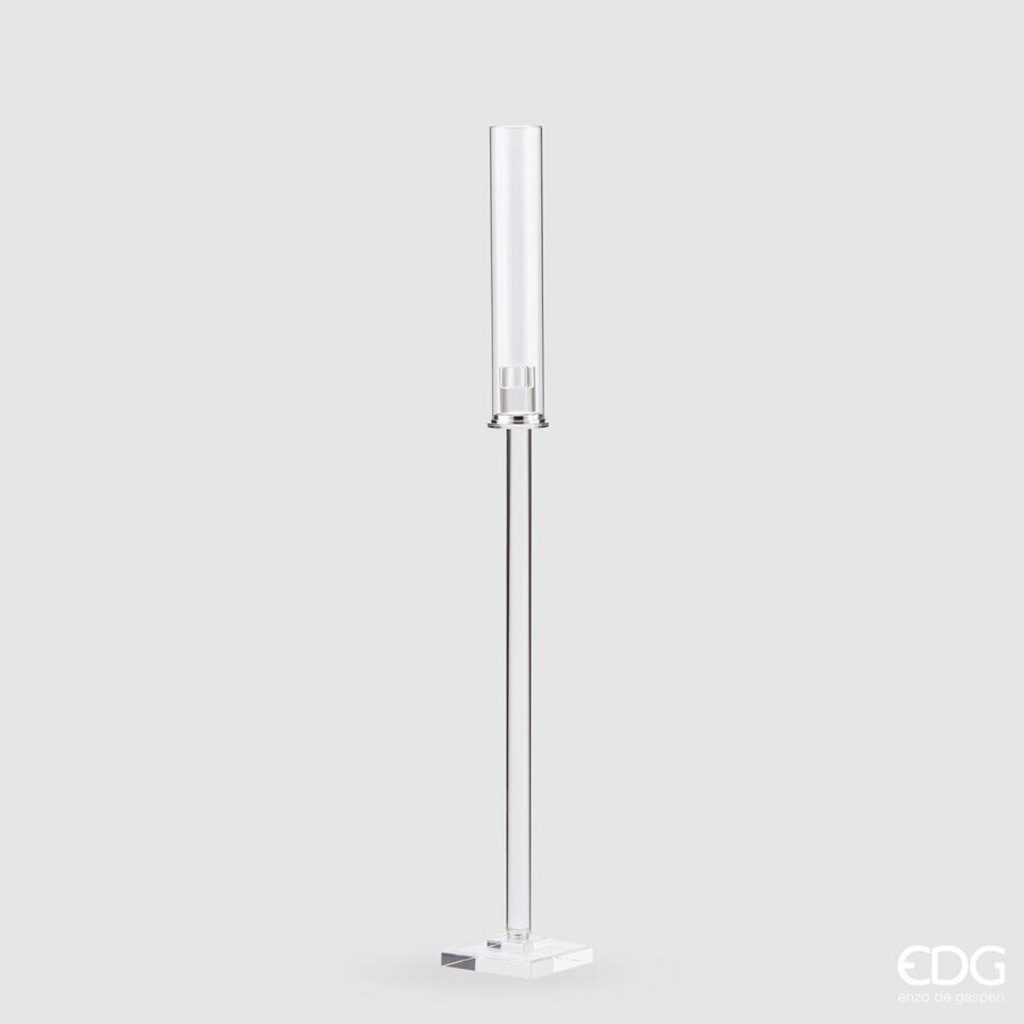 Homedesignshop.cz - Skleněný svícen na noze na dlouhou svíčku, 90x12x12 cm  - EDG - Svícny - Bytové doplňky - Eshop s interierovými doplňky