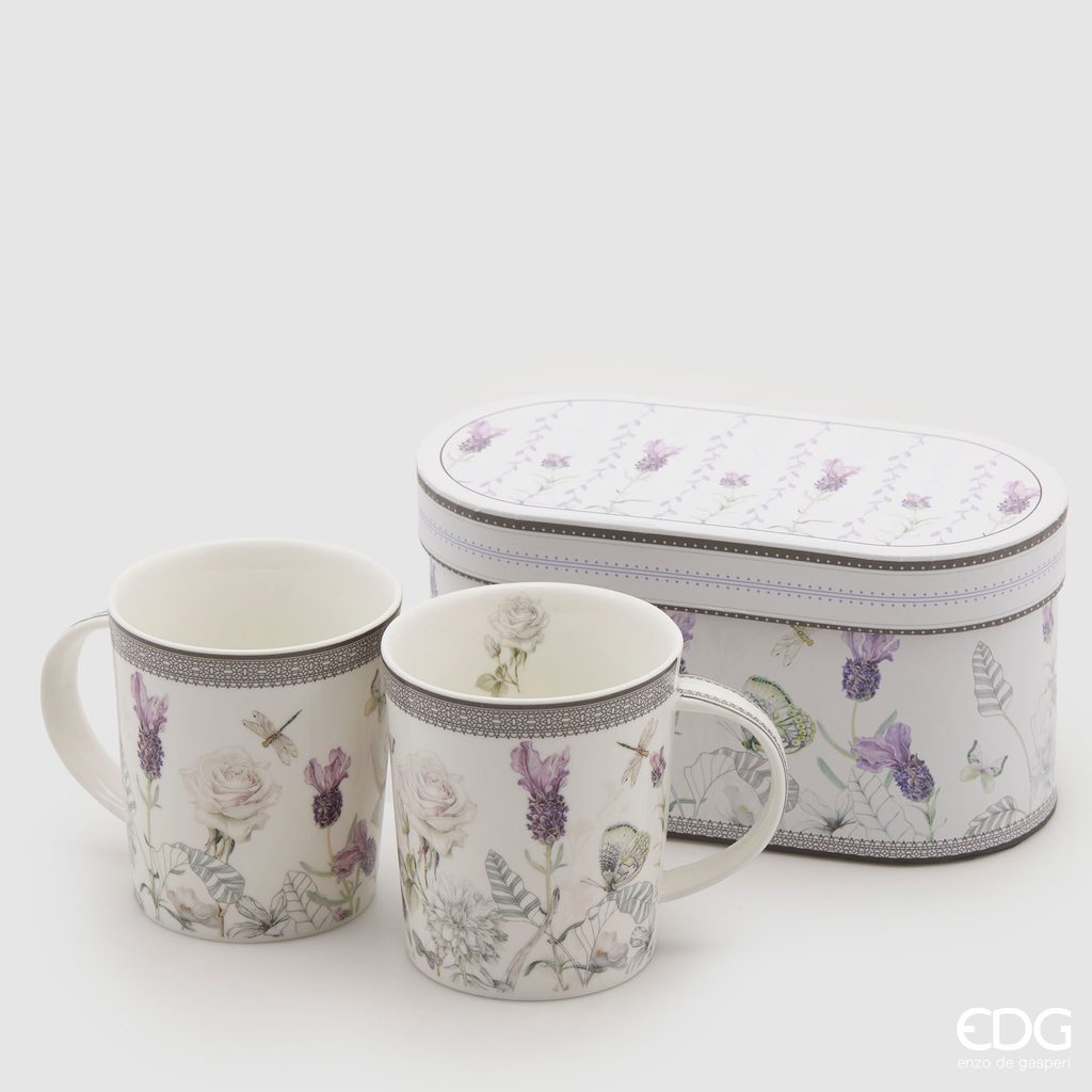 Homedesignshop.cz - Sada dvou hrnků na čaj levandule 10 cm - EDG - Konvice  a hrnky na čaj - Káva a čaj - Eshop s interierovými doplňky