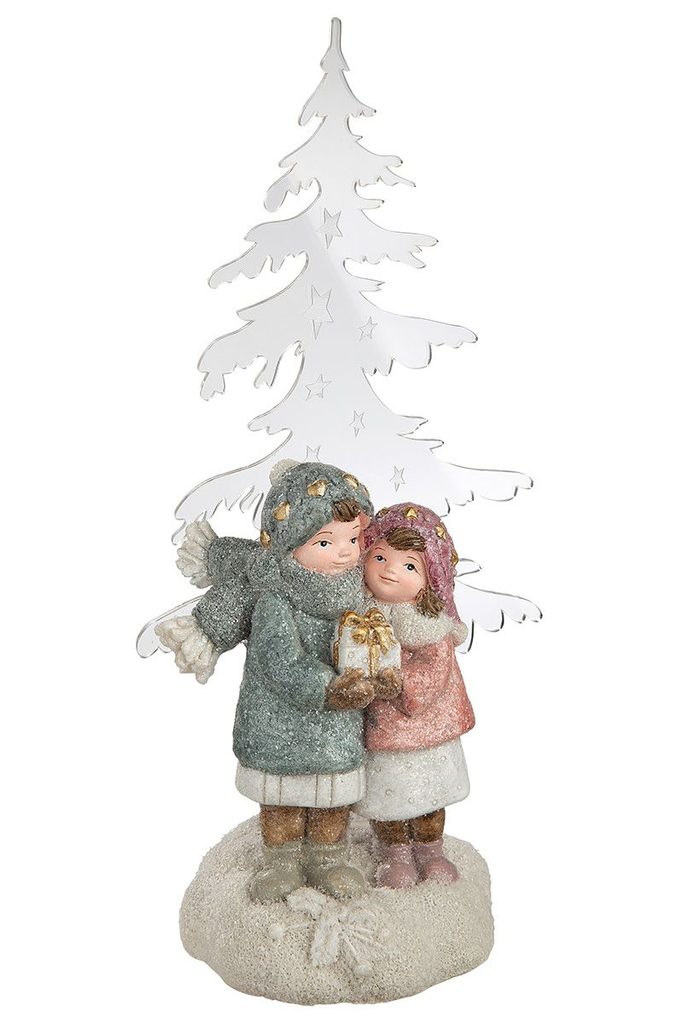 Homedesignshop.sk - Vianočné postavičky detí pri stromčeku s LED  osvetlením, 10x14x31 cm - GILDE - Vianočné dekorácie - Vianoce - Eshop s  interiérovými doplnkami
