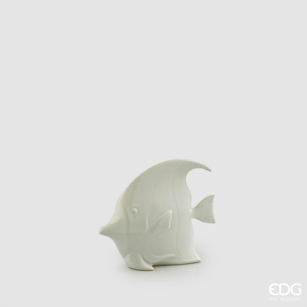 Homedesignshop.cz - Keramická dekorace ryba bílá, 15x19 cm - EDG - Dekorace  - Bytové doplňky - Eshop s interierovými doplňky