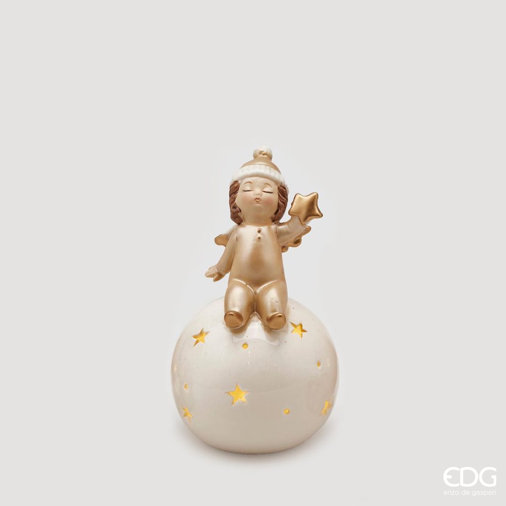 Homedesignshop.cz - Vánoční figurka anděl na sněhové kouli, 16 cm - EDG -  Andělé - Vánoce - Eshop s interierovými doplňky