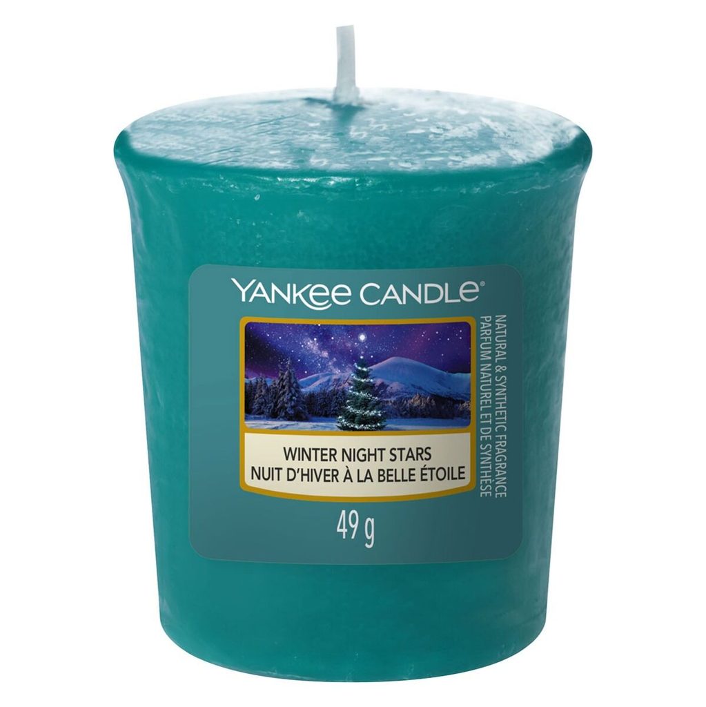 Homedesignshop.cz - Yankee Candle - votivní svíčka Winter Night Stars, 49 g  - YANKEE CANDLE - Votivní svíčky - Yankee Candle, Svíčky, Bytové vůně -  Eshop s interierovými doplňky