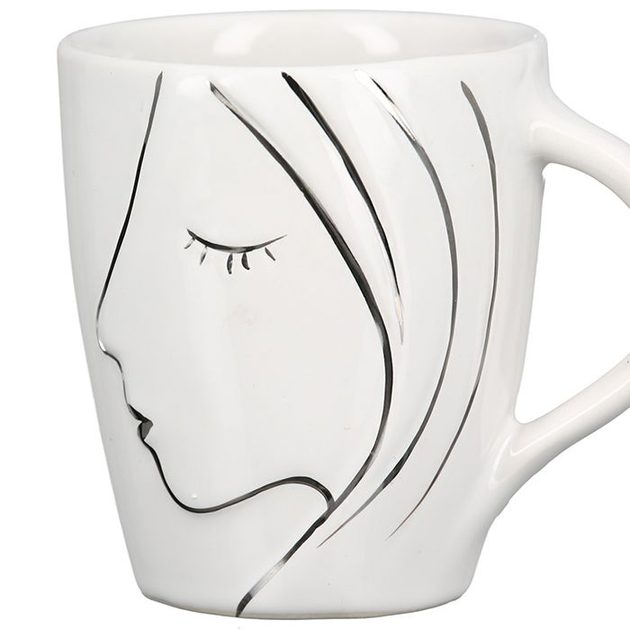 Keramický hrnek na čaj bílý s tváří, 10x8,5 cm - GILDE - Šálky a hrnky na  kávu - Káva a čaj - Eshop s interierovými doplňky - Homedesignshop.cz